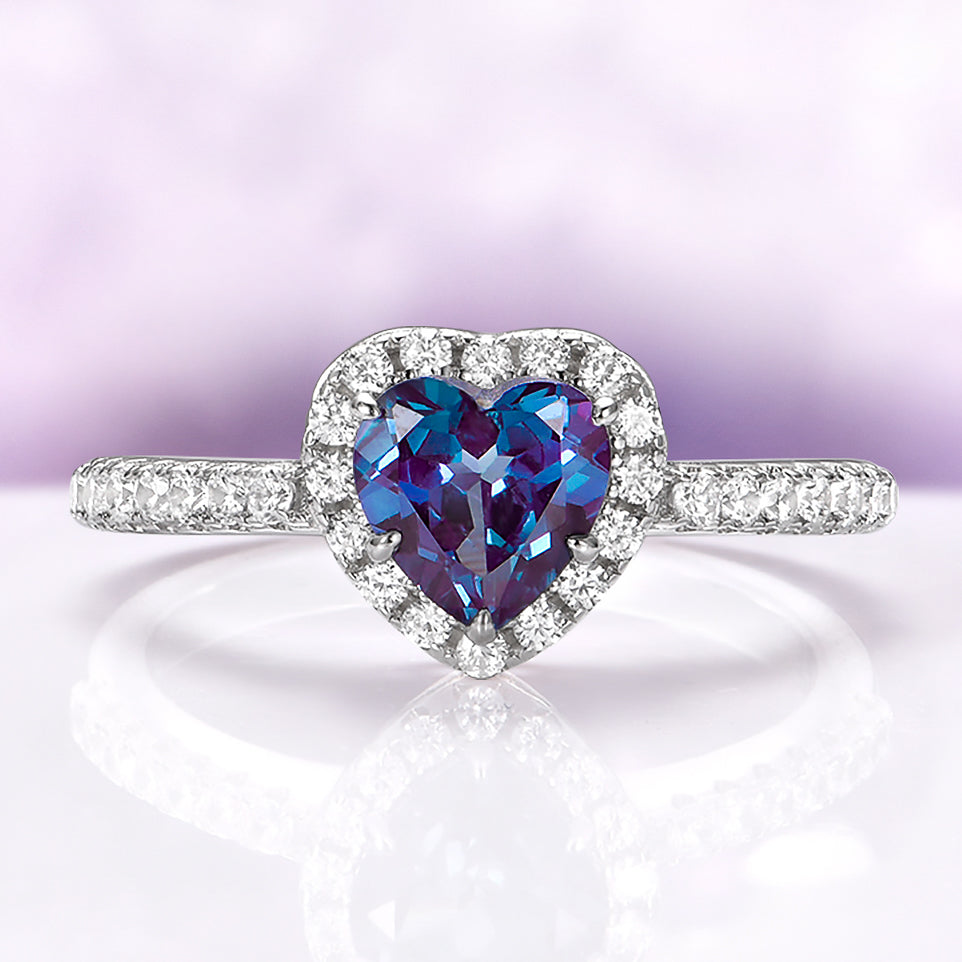 Heart Alexandrite Promise Ring in Sterling Silver